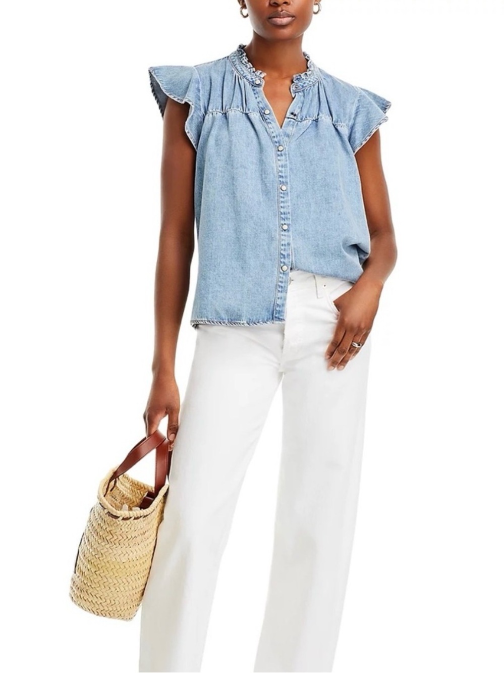 NWT | RAILS | Ruthie Denim Ruffle Top | XS - Picture 5 of 8